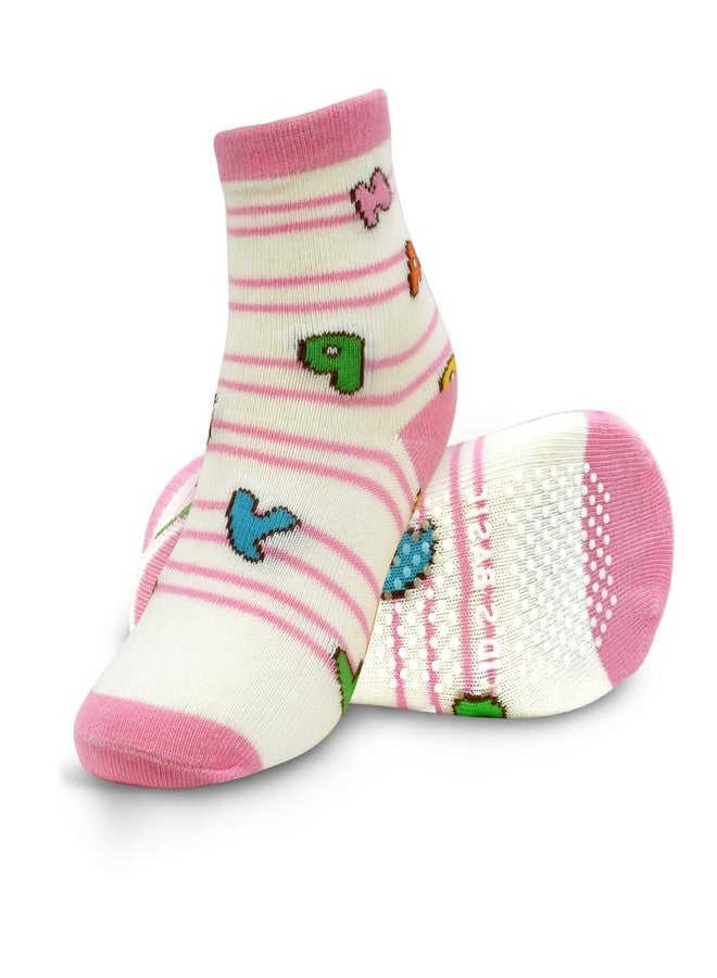 Tphon Toddler Boy Socks with Grips 12 Pairs Kids Anti Slip Cotton Crew Socks for Boys, Girls 5-7 Years - Image 4